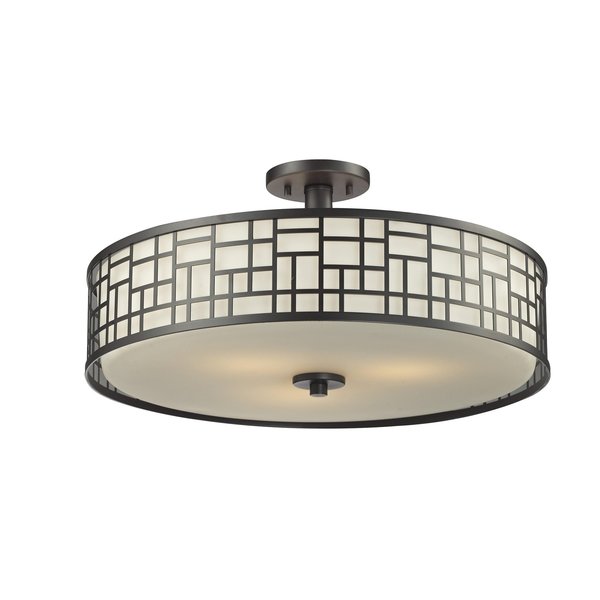 Z-Lite Elea 3 Light Semi Flush Mount, Bronze & Matte Opal 329-SF20-BRZ